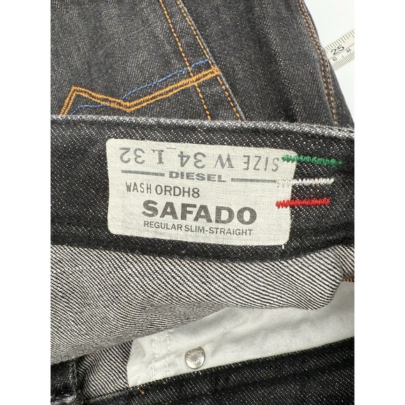 Diesel Jeans Mens 34x32 (Fits 36x29) Faded Black Denim Safado Regular Straight - Picture 5 of 8